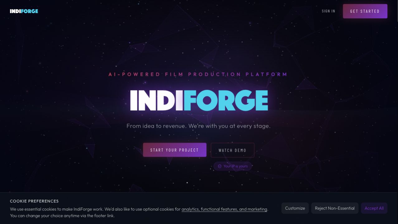 IndiForge AI website homepage